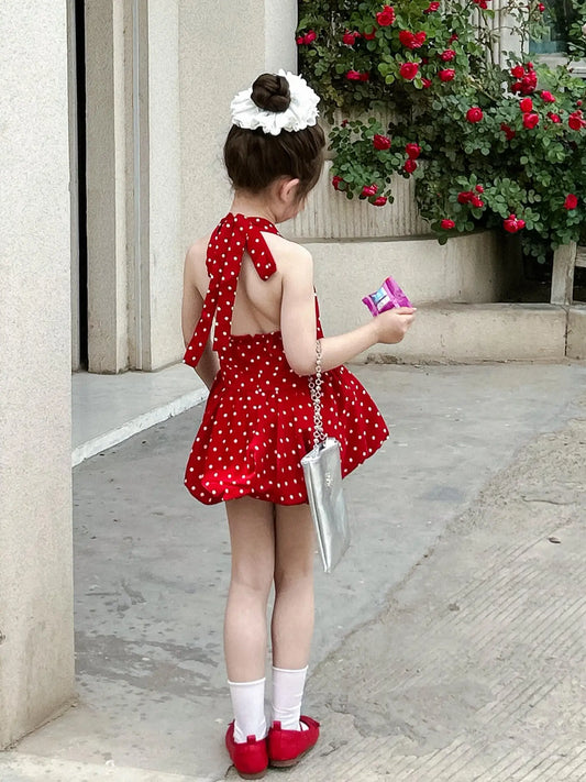 שמלה מנוקדת לבנות 2-10 שנים